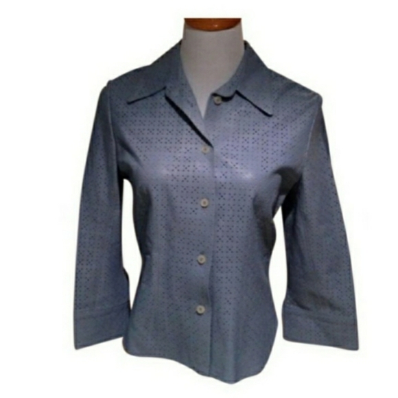 The Wrights Leather Eyelet Button Blouse Sz Small - Picture 1 of 8